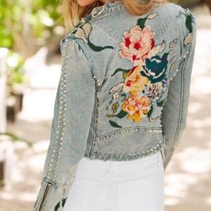 Blank NYC floral denim jacket L